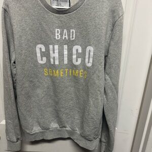 Zara Gray Crewneck Sweater with Bold Print